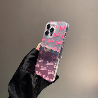 Funda de brillo degradado con lazo, corazón y diamante