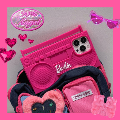 Funda de silicona para radio Y2K rosa