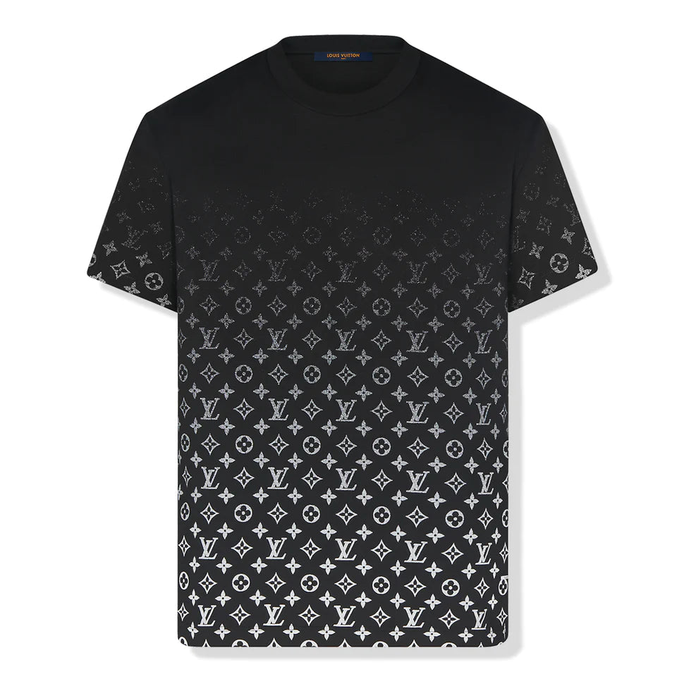 CAMISETA BLANCA Y NEGRA DEGRADADA CON MONOGRAMA