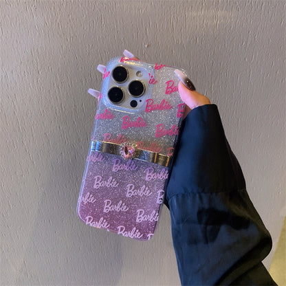 Funda de brillo degradado con lazo, corazón y diamante