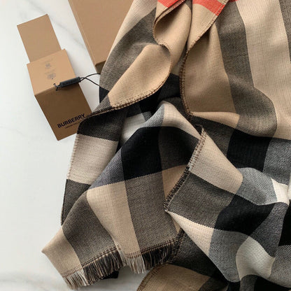 Bufanda tipo chal de cachemira suave a cuadros de doble cara