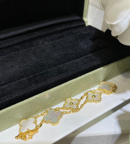 Pulsera de trébol de concha de lujo