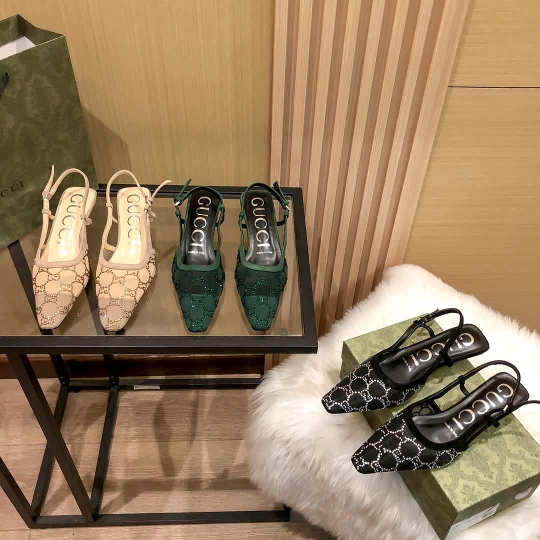 Sandalias de tacón bajo Diamond G Back Strap Mesh