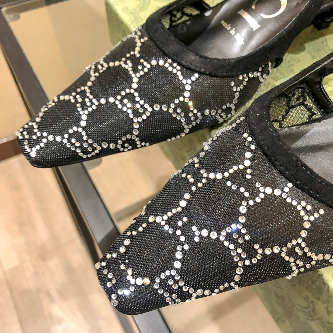 Sandalias de tacón bajo Diamond G Back Strap Mesh