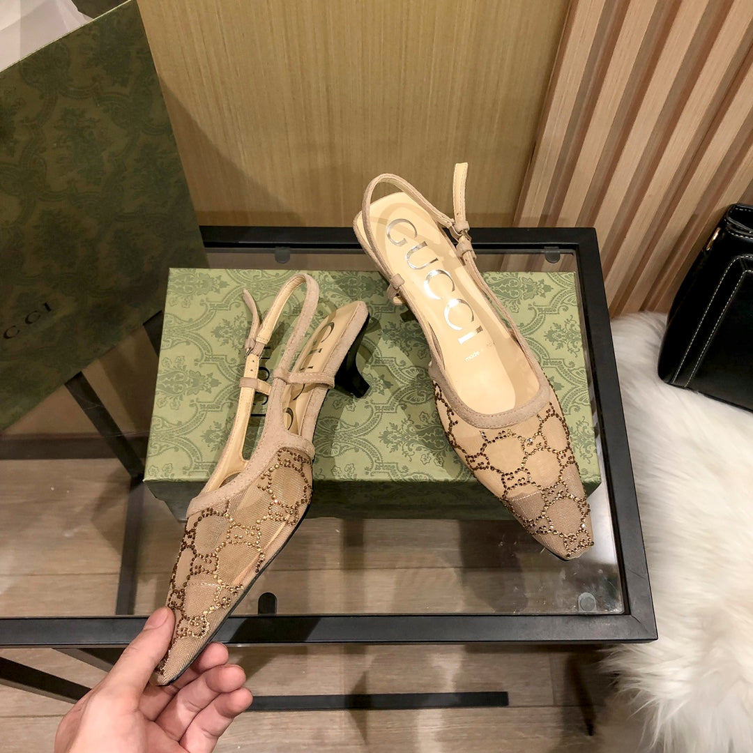 Sandalias de tacón bajo Diamond G Back Strap Mesh