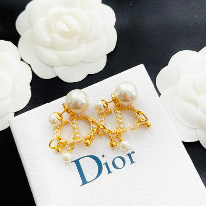 Boucles d'oreilles pendantes CD en métal et perles