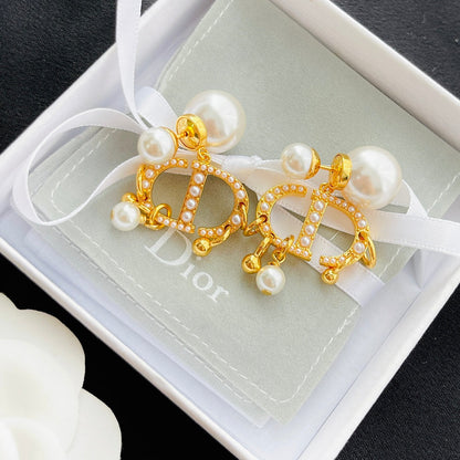 Boucles d'oreilles pendantes CD en métal et perles