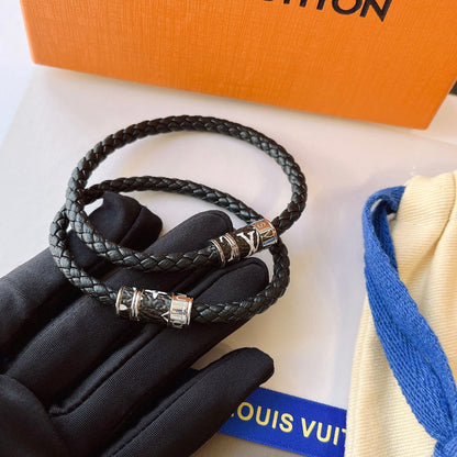 Bracelet classique en cuir noir