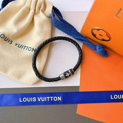 Bracelet classique en cuir noir