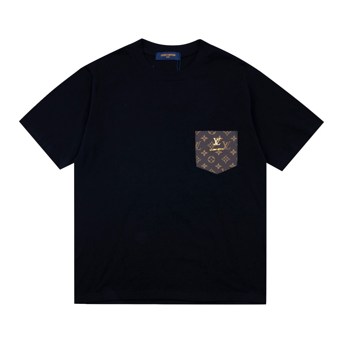 Camiseta Sencilla con Bolsillo de Cuero