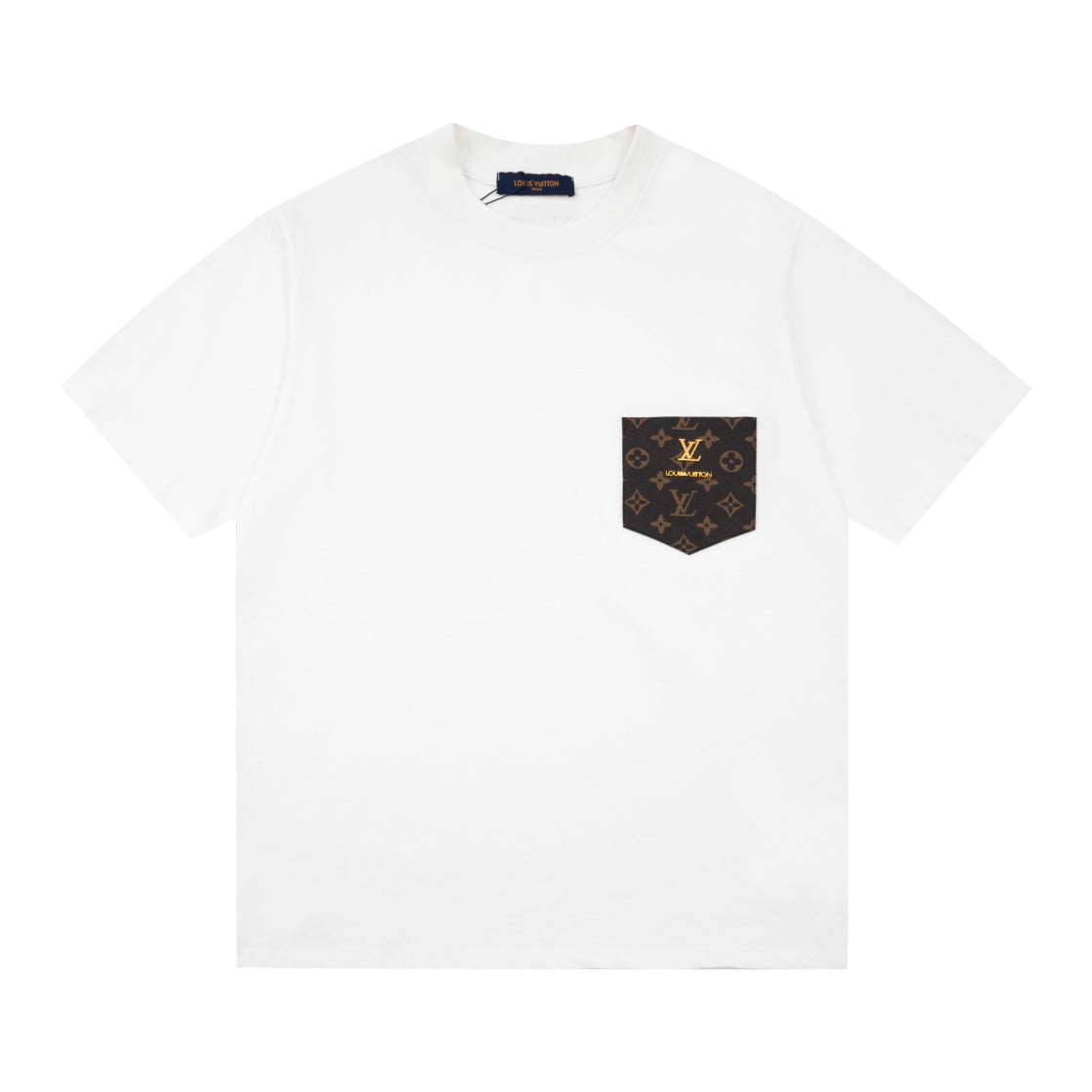 Camiseta Sencilla con Bolsillo de Cuero