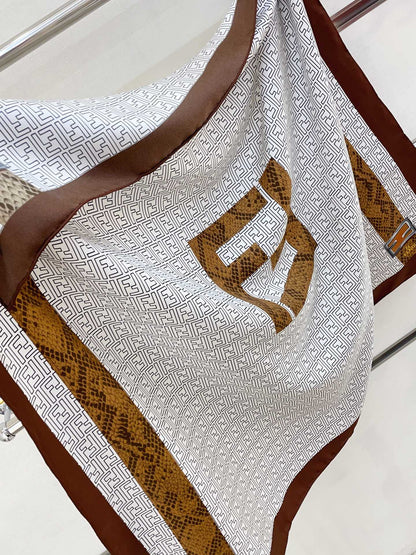 Pañuelo cuadrado de seda con estampado retro