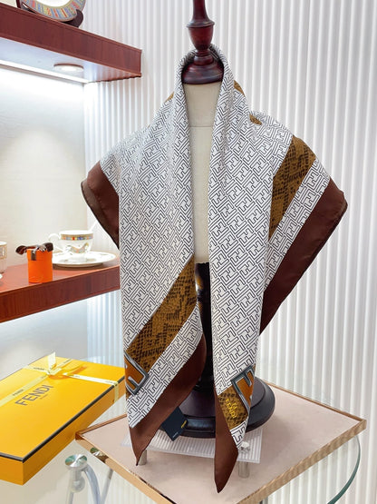 Pañuelo cuadrado de seda con estampado retro
