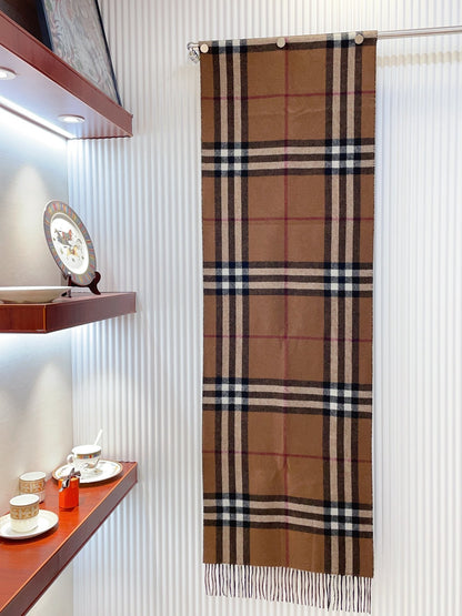Écharpe classique en cachemire jacquard double face à carreaux
