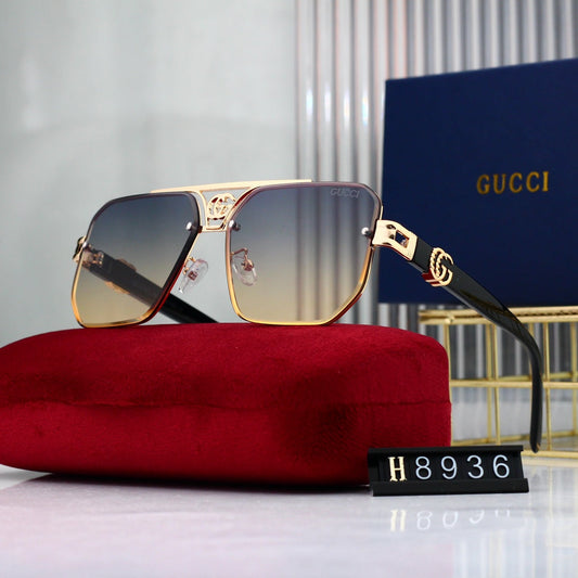 Lunettes de soleil polygonales en métal à la mode