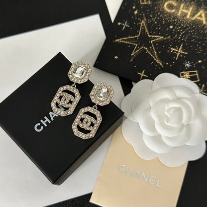 Elegantes pendientes de moda con colgante de diamantes de imitación
