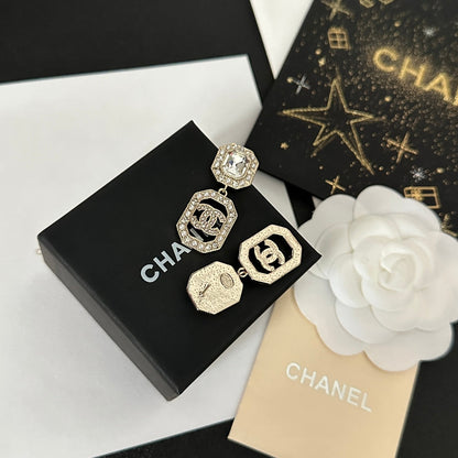 Elegantes pendientes de moda con colgante de diamantes de imitación