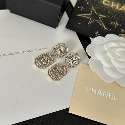 Elegantes pendientes de moda con colgante de diamantes de imitación