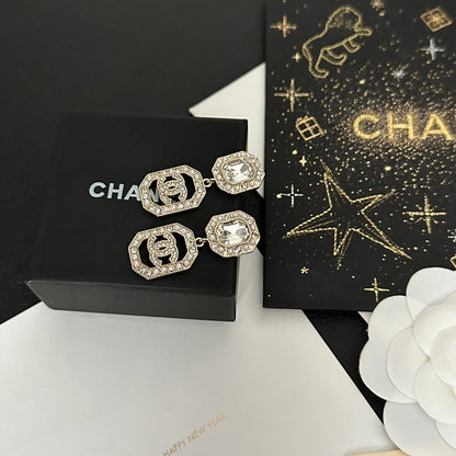 Elegantes pendientes de moda con colgante de diamantes de imitación