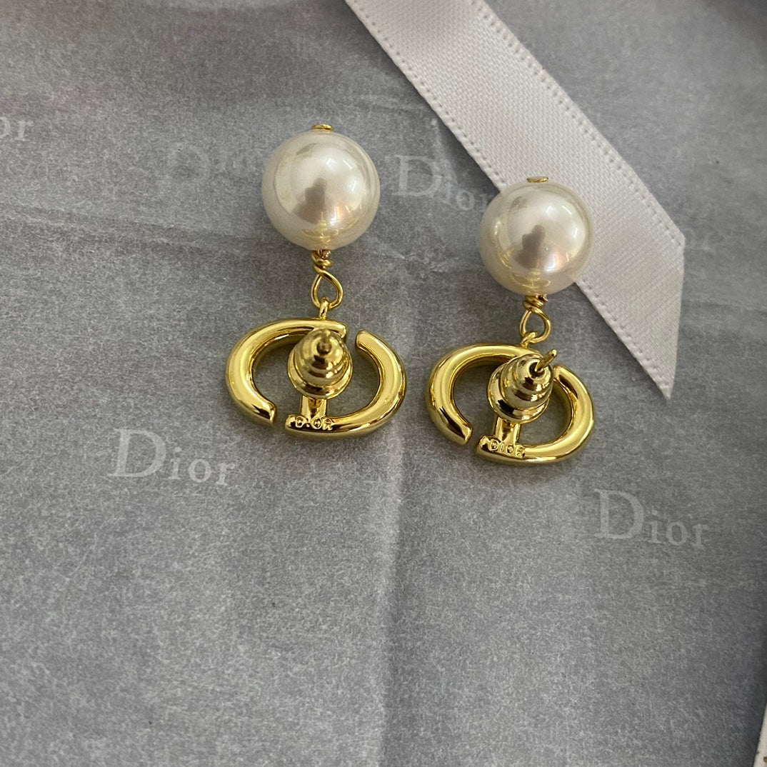 Pendientes Colgantes de Perlas de Metal de Moda