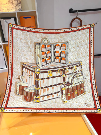 Pañuelo de seda estampado gráfico de bolso vintage