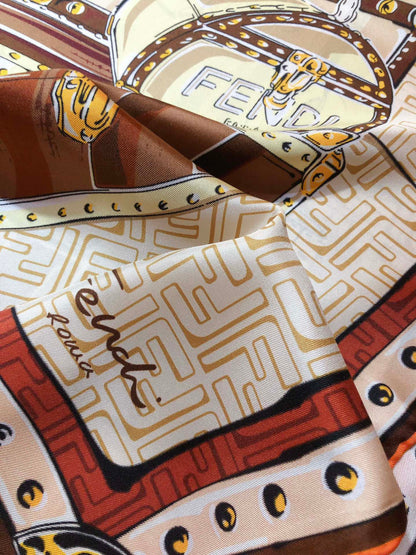 Pañuelo de seda estampado gráfico de bolso vintage