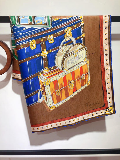 Pañuelo de seda estampado gráfico de bolso vintage