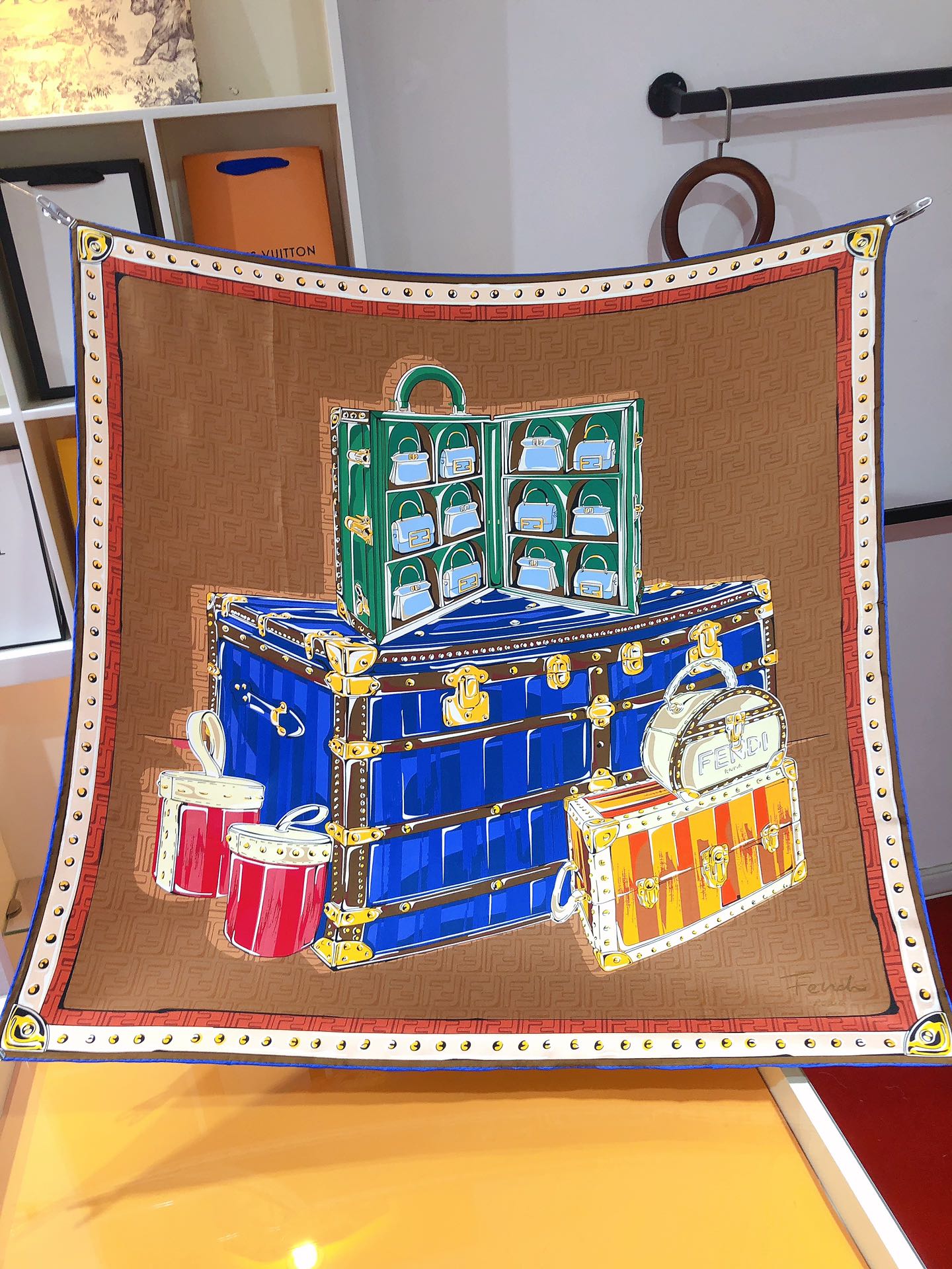 Pañuelo de seda estampado gráfico de bolso vintage