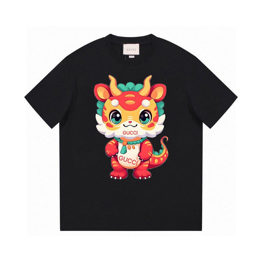 Camiseta con estampado de cabeza de dragón de dibujos animados