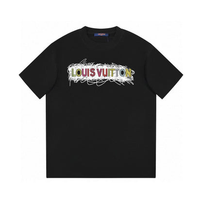 Camiseta estampada variada con ribete negro