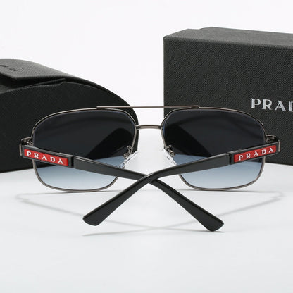 Lunettes de soleil métalliques à double pont carrées
