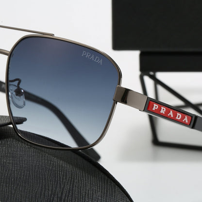 Lunettes de soleil métalliques à double pont carrées