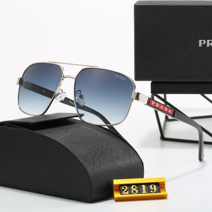Lunettes de soleil métalliques à double pont carrées