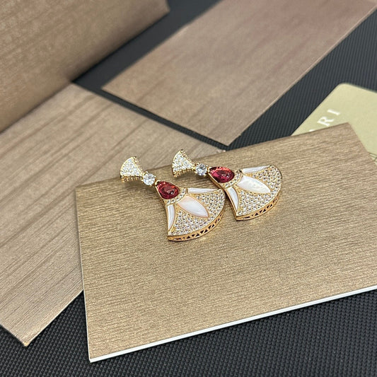 Boucles d'oreilles éventail diamant vintage élégantes
