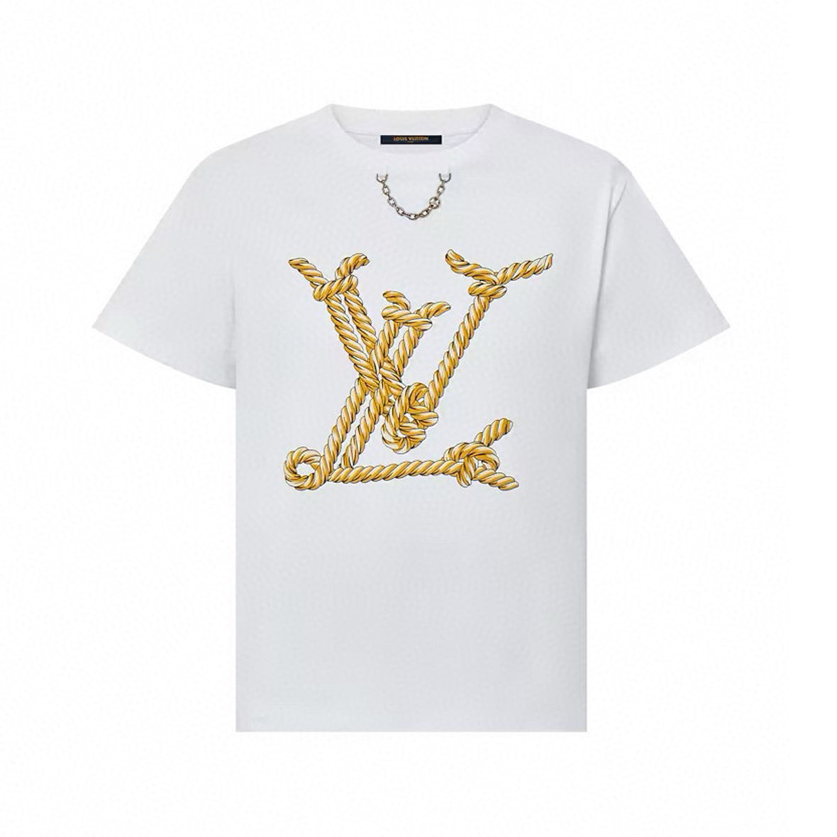 Camiseta de lujo con estampado de letras en cadena