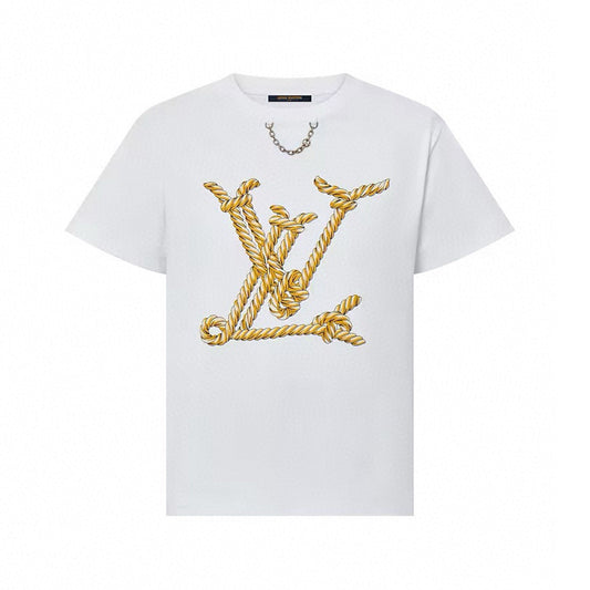 T-shirt de luxe imprimé lettres en chaîne