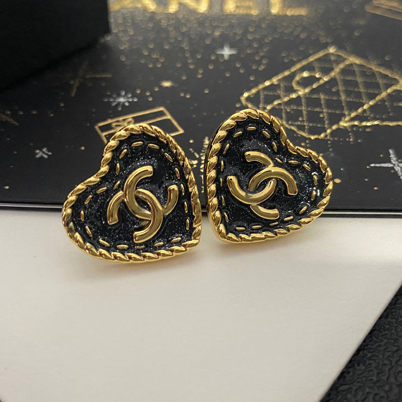 Pendientes de Corazón Azul Rey Vintage
