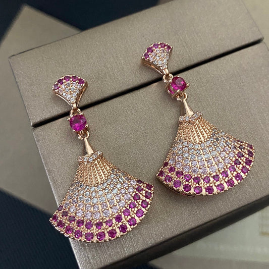 Boucles d'oreilles en éventail entièrement diamantées 2 couleurs