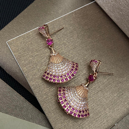 Boucles d'oreilles en éventail entièrement diamantées 2 couleurs