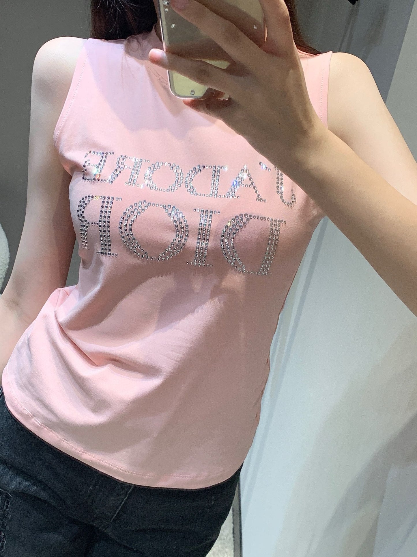 Camiseta sin mangas rosa con chaleco de estilo VINTAGE HOT DIAMOND DE SEGUNDA MANO