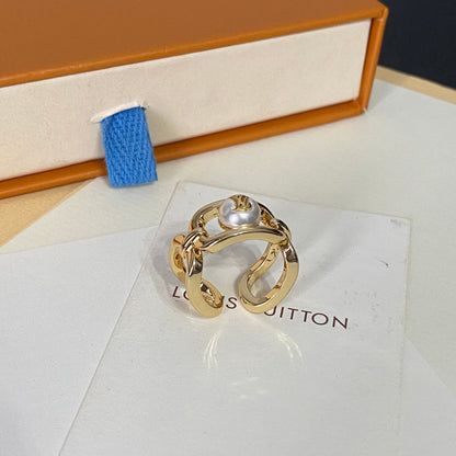 Anillo abierto con logotipo de perla redonda