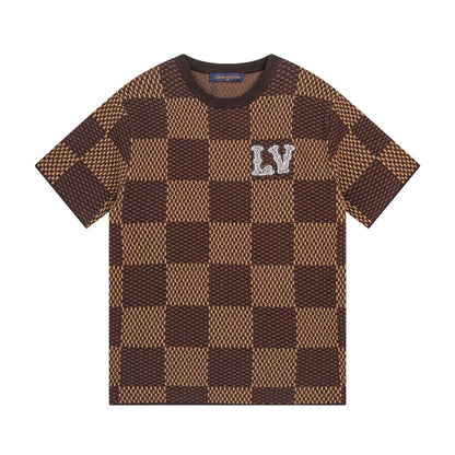 Camiseta de punto clásica con diseño de tablero de ajedrez