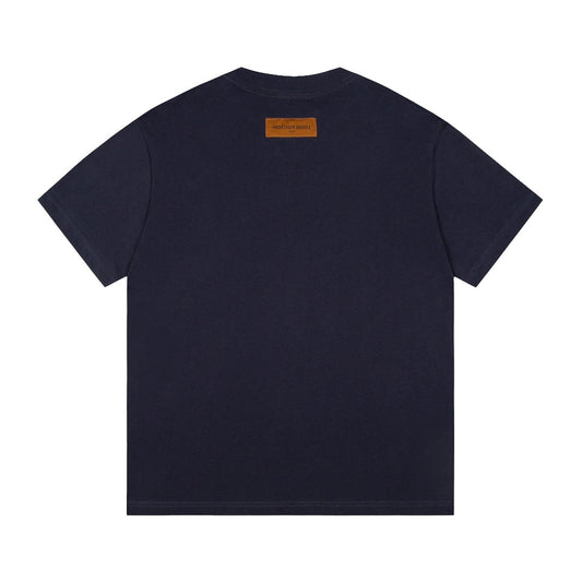 T-shirt imprimé bleu foncé sur toute la surface