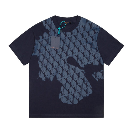 T-shirt imprimé bleu foncé sur toute la surface