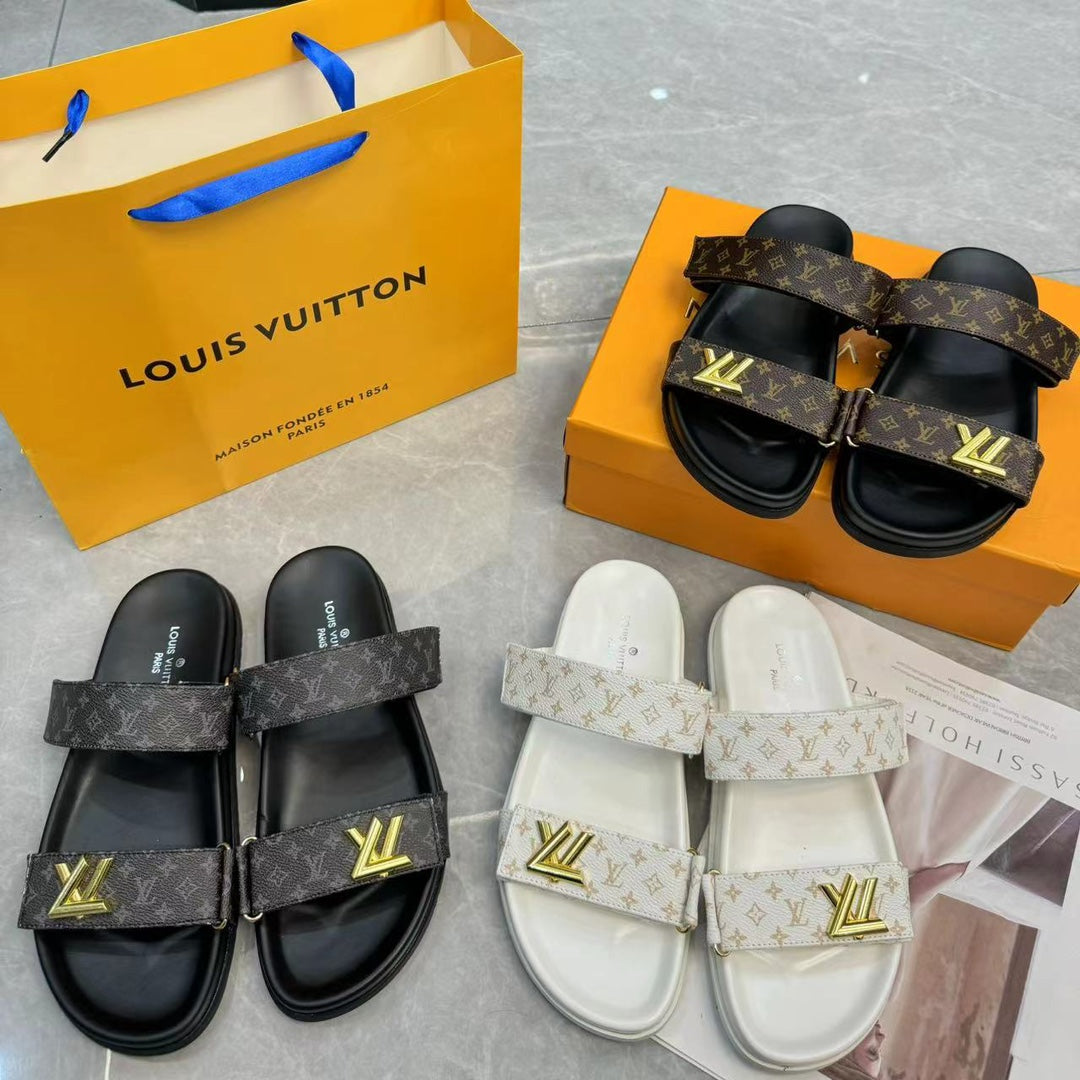 Sandalias unisex de cuero con monograma