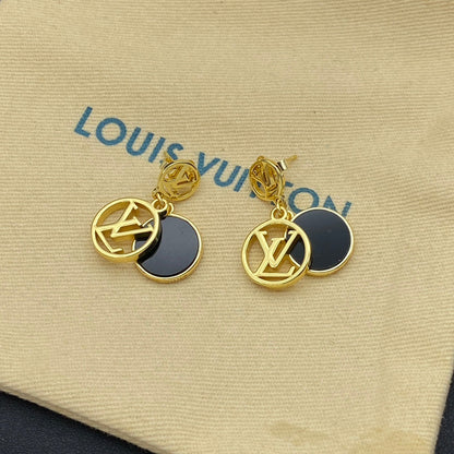 Boucles d'oreilles en métal avec pendentif rond siglé