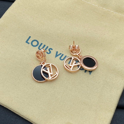 Boucles d'oreilles en métal avec pendentif rond siglé