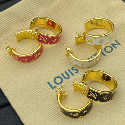 Boucles d'oreilles créoles demi-cercles émaillées en relief