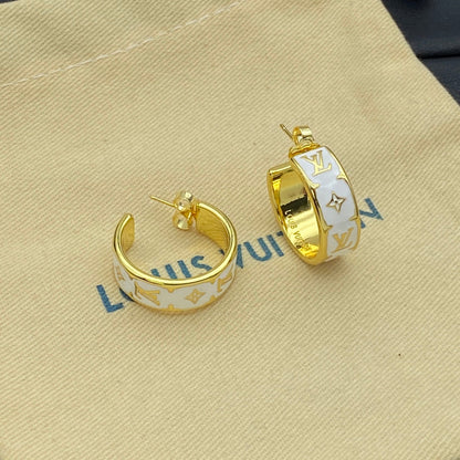 Boucles d'oreilles créoles demi-cercles émaillées en relief