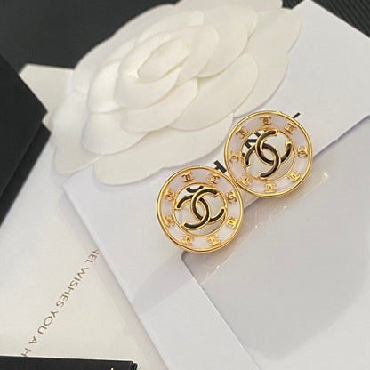 Boucles d'oreilles pendantes vintage à logo cercle creux